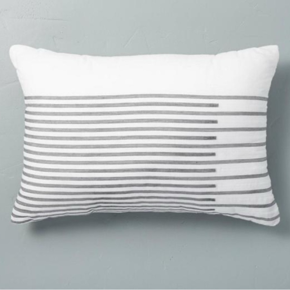 14" x 20" Faded Stripe Throw Pillow Gray - Hearth & Hand™ with Magnolia